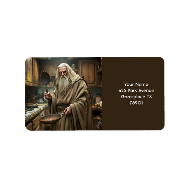 Fantasy Cute  Wizard Frying Pan Label (Front)