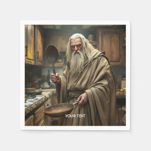 Fantasy Cute Wizard Frying Pan Napkin