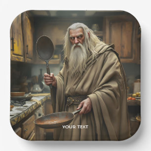 Fantasy Cute Wizard Frying Pan Paper Plate