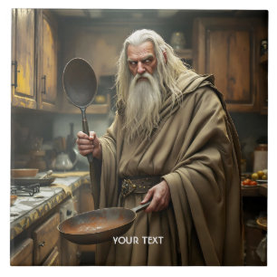 Fantasy Cute Wizard Frying Pan Tile
