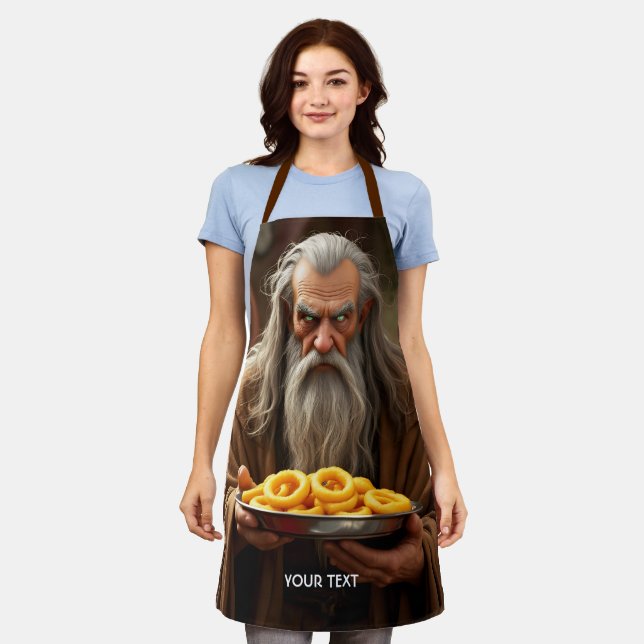Fantasy Cute Wizard Onion Rings Apron (Worn)