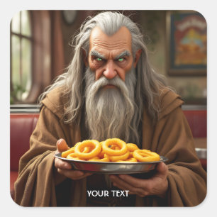 Fantasy Cute Wizard Onion Rings Square Sticker