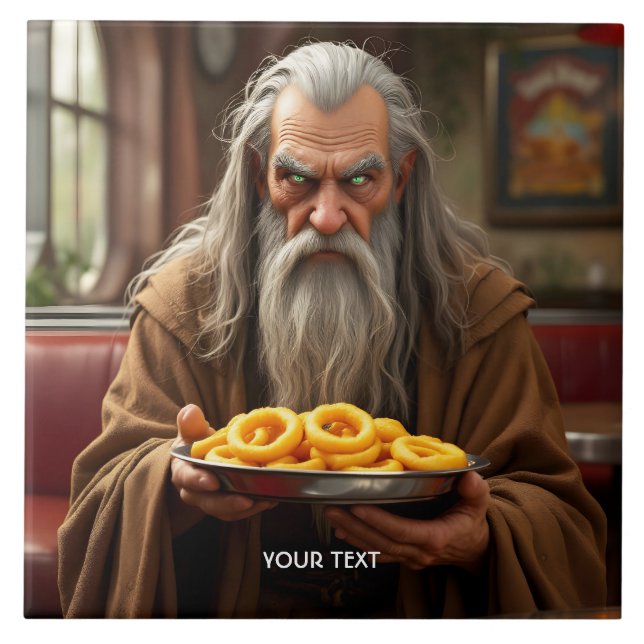 Fantasy Cute Wizard Onion Rings Tile (Front)