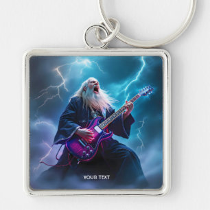 Fantasy Cute Wizard Playing Guitar Key Ring