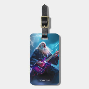 Fantasy Cute Wizard Playing Guitar Luggage Tag