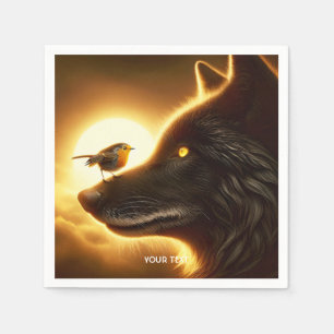 Fantasy Cute Wolf Bird Sun Napkin