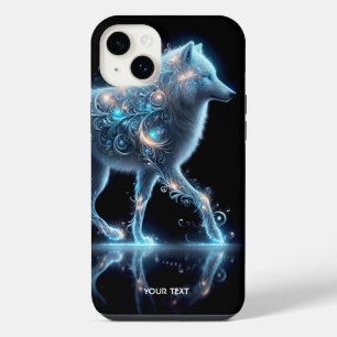 Fantasy Cute Wolf Blue Reflection iPhone 14 Plus Case