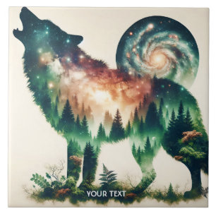 Fantasy Cute Wolf Double Exposition Tile