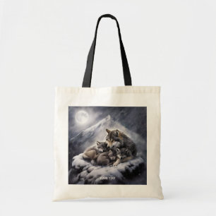Fantasy Cute Wolf Family Winter Tote Bag