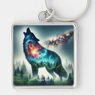 Fantasy Cute Wolf Forest Space Key Ring