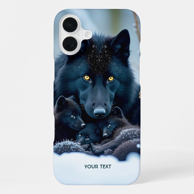 Fantasy Cute Wolf Two Pups iPhone Case (Back)