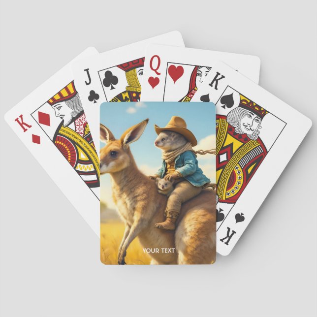 Fantasy Cute Wombat Kangaroo Koala Playing Cards (Back)