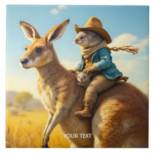Fantasy Cute Wombat Kangaroo Koala Tile