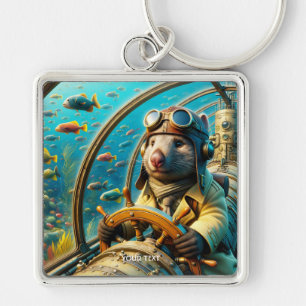 Fantasy Cute Wombat Pilot Underwater Key Ring