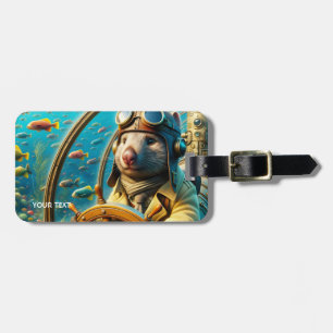 Fantasy Cute Wombat Pilot Underwater Luggage Tag