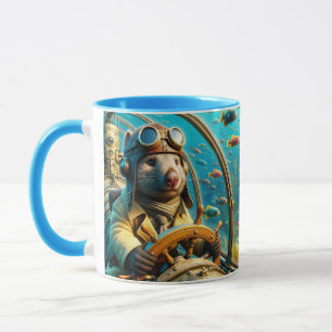 Fantasy Cute Wombat Pilot Underwater Mug