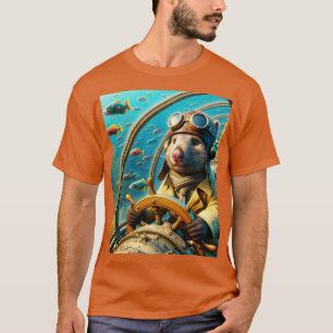 Fantasy Cute Wombat Pilot Underwater T-Shirt