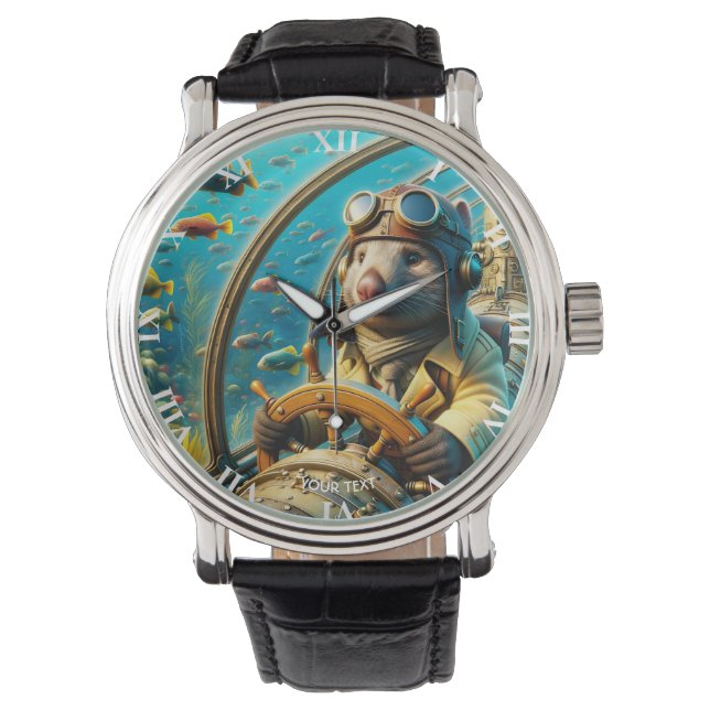 Fantasy Cute Wombat Pilot Underwater Watch (Front)