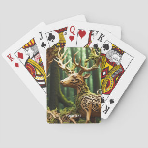 Fantasy Cute Wooden Carving Deer Playing Cards