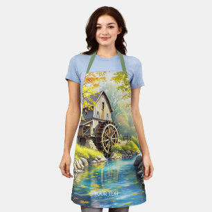 Fantasy Cute Wooden Watermill River Apron