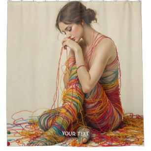Fantasy Cute Woven Wrapped Yarn Shower Curtain