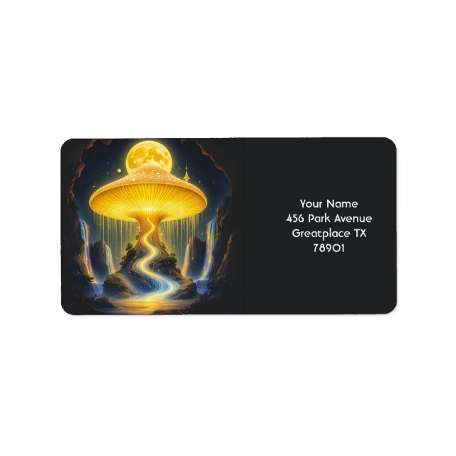 Fantasy Cute Yellow Ancient Mushroom Label (Front)