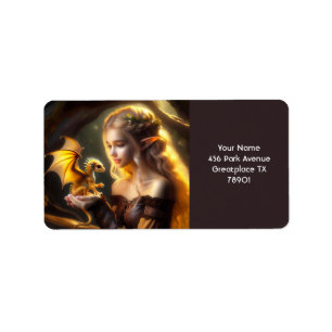 Fantasy Cute Yellow Baby Dragon Label