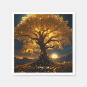 Fantasy Cute Yellow Tree Moon Napkin