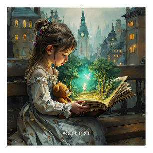 Fantasy Cute Young Girl Reading Poster