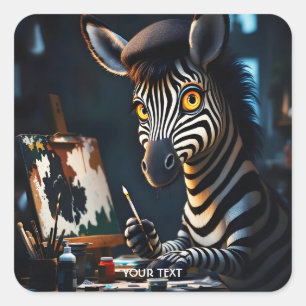 Fantasy Cute Zebra Face Painting Square Sticker