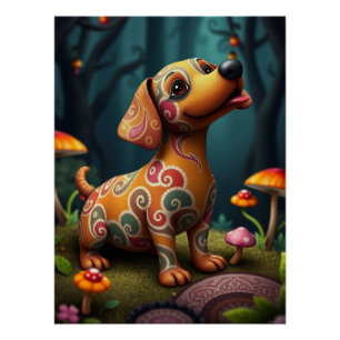 Fantasy Dachshund Puppy Art  Poster