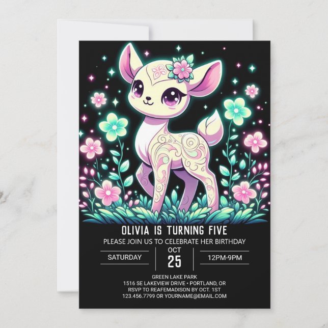 Fantasy Deer Digital Birthday  Invitation (Front)