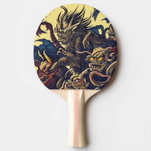 Fantasy Demons - Japanese Woodcut Style (4) Ping Pong Paddle