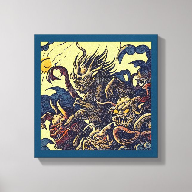 Fantasy Demons - Woodcut 4 Canvas Print (Front)