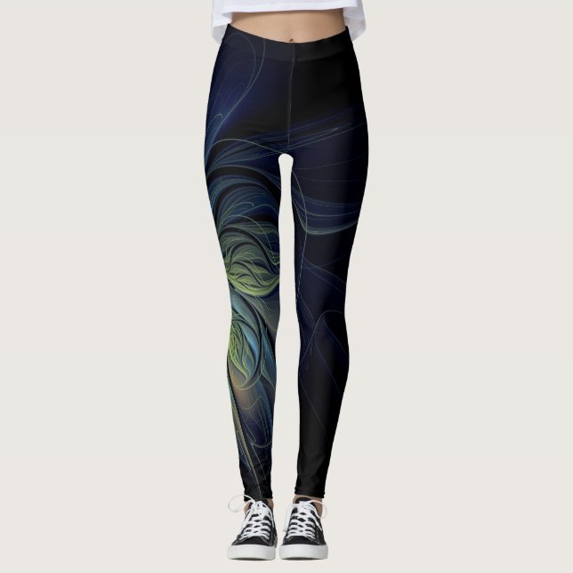 Fantasy design on black background with cool colou leggings (Front)