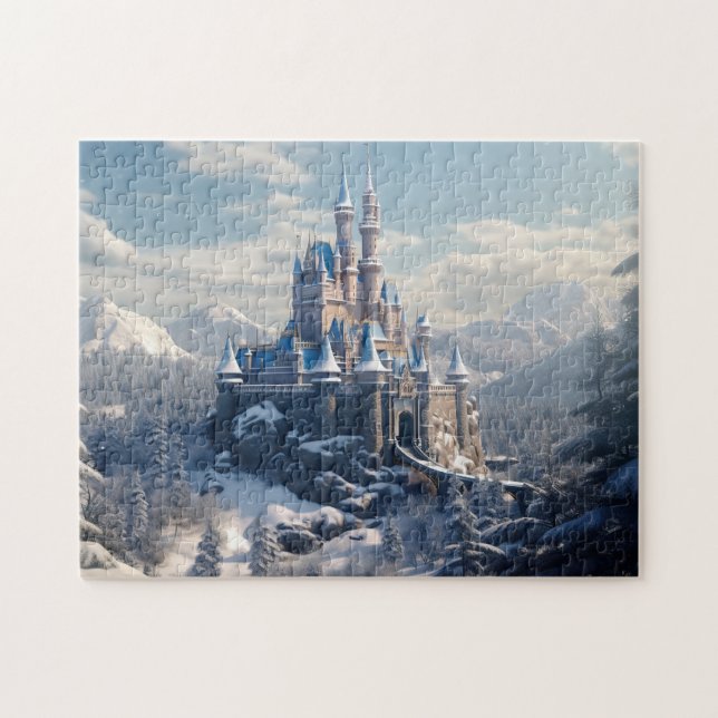 Fantasy digital castle in the mountains  jigsaw puzzle (Horizontal)