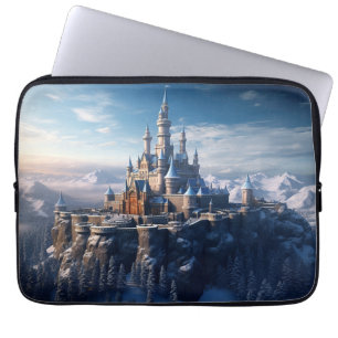 Fantasy digital castle in the mountains  laptop sleeve