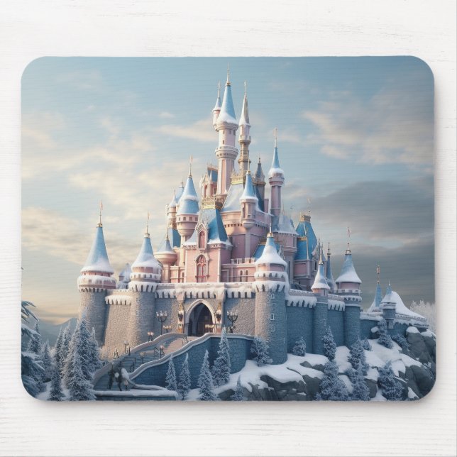 Fantasy digital castle in the mountains  mouse mat (Front)