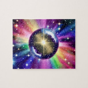 Fantasy Disco Ball Bursts from Rainbow Energy Jigsaw Puzzle