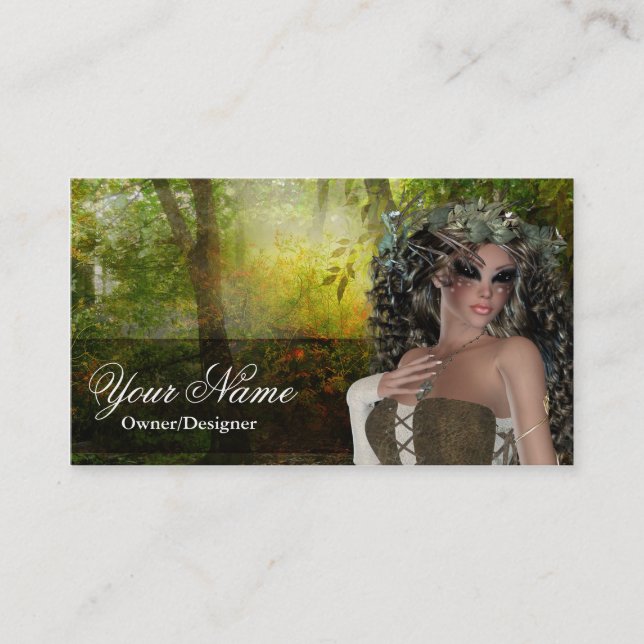 Fantasy Doe Brunette Woman Business Cards (Front)