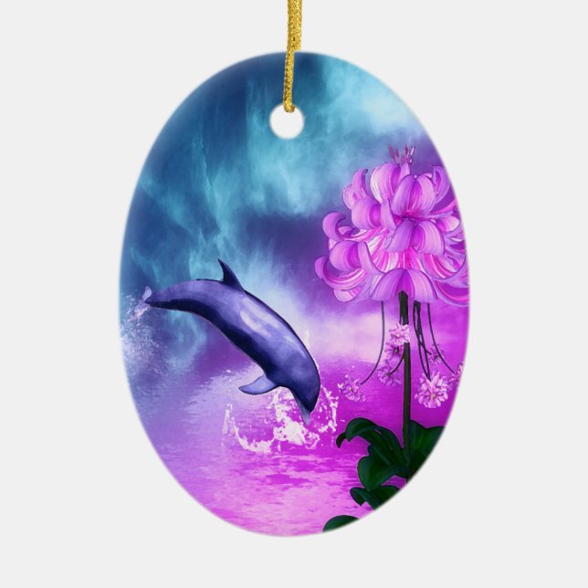 Fantasy Dolphin Ceramic Tree Decoration (Front)