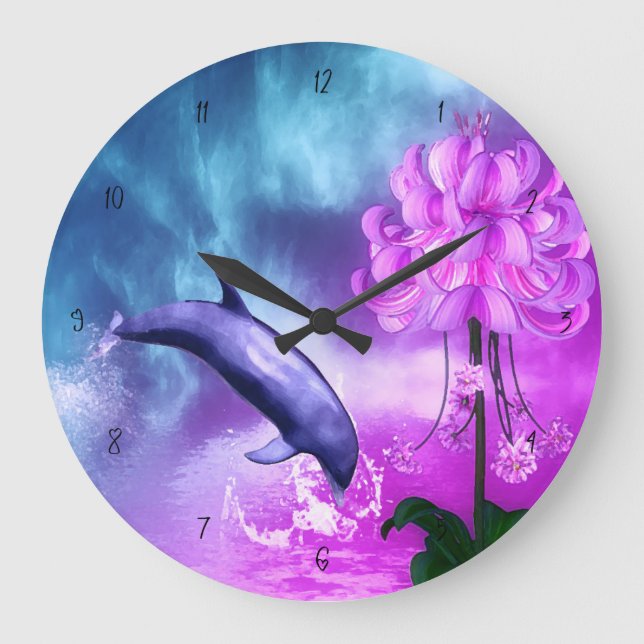 Fantasy Dolphin Large Clock (Front)