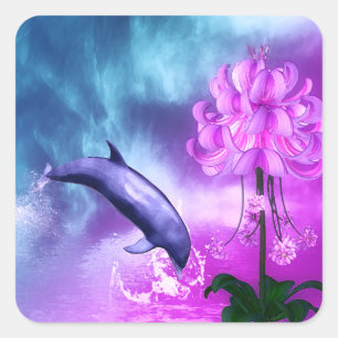 Fantasy Dolphin Square Sticker