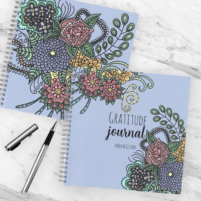 Fantasy Doodle Flowers on Purple Gratitude Journal (Creator Uploaded)