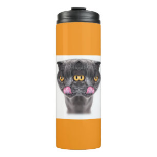 Fantasy Double Headed Mutant Black Cat Thermal Tumbler