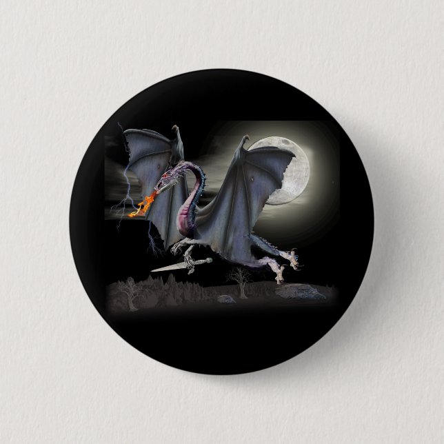 Fantasy dragon 6 cm round badge (Front)