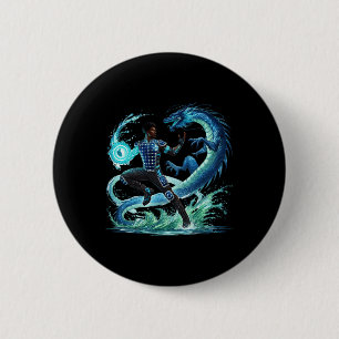 Fantasy Dragon African American Black Man Superher 6 Cm Round Badge