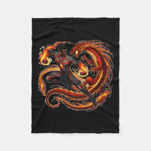 Fantasy Dragon African American Black Man Superher Fleece Blanket