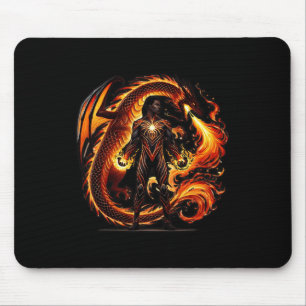 Fantasy Dragon African American Black Man Superher Mouse Mat