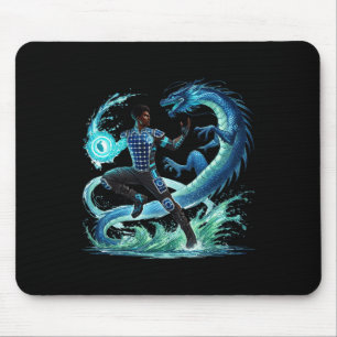Fantasy Dragon African American Black Man Superher Mouse Mat
